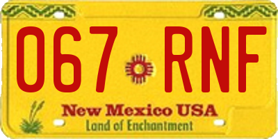 NM license plate 067RNF