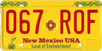 NM license plate 067ROF