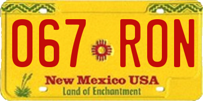 NM license plate 067RON