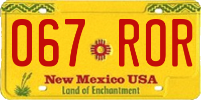NM license plate 067ROR