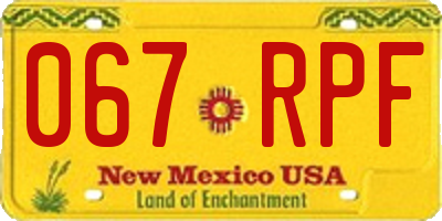 NM license plate 067RPF