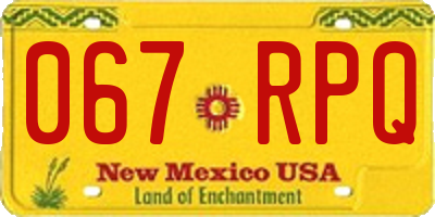 NM license plate 067RPQ