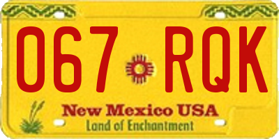 NM license plate 067RQK