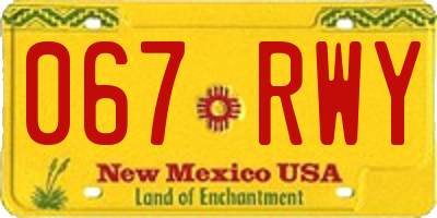 NM license plate 067RWY