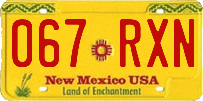 NM license plate 067RXN
