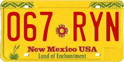 NM license plate 067RYN