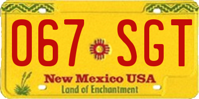 NM license plate 067SGT