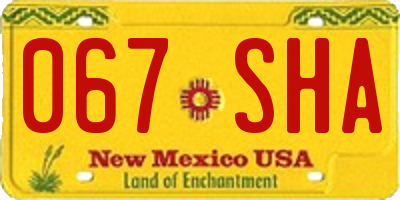 NM license plate 067SHA
