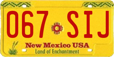 NM license plate 067SIJ