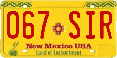 NM license plate 067SIR