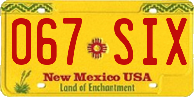 NM license plate 067SIX