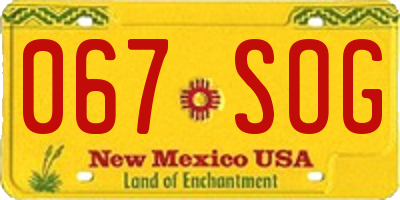 NM license plate 067SOG