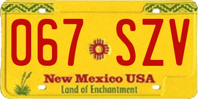 NM license plate 067SZV