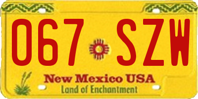 NM license plate 067SZW