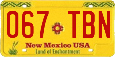 NM license plate 067TBN