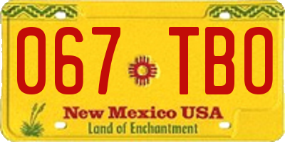 NM license plate 067TBO