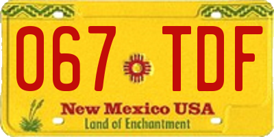 NM license plate 067TDF