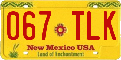 NM license plate 067TLK