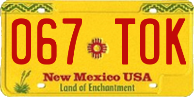 NM license plate 067TOK