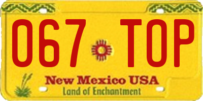 NM license plate 067TOP