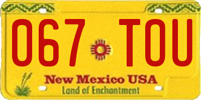 NM license plate 067TOU