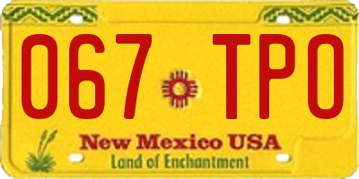 NM license plate 067TPO