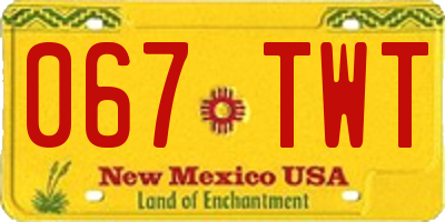 NM license plate 067TWT
