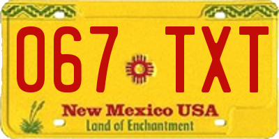 NM license plate 067TXT