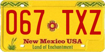 NM license plate 067TXZ