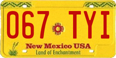 NM license plate 067TYI