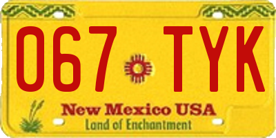 NM license plate 067TYK