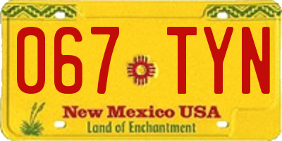 NM license plate 067TYN