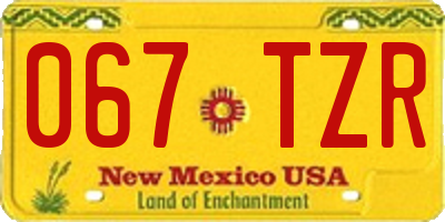 NM license plate 067TZR