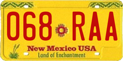 NM license plate 068RAA