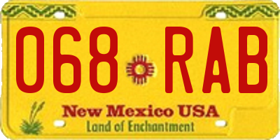 NM license plate 068RAB