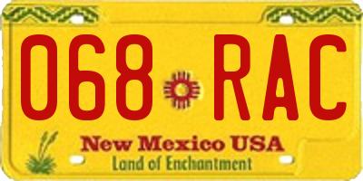 NM license plate 068RAC