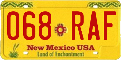 NM license plate 068RAF