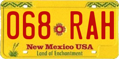 NM license plate 068RAH