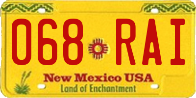 NM license plate 068RAI