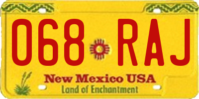 NM license plate 068RAJ