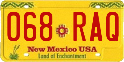 NM license plate 068RAQ