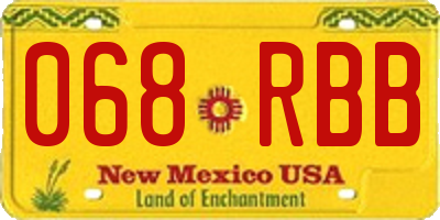 NM license plate 068RBB