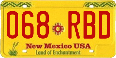 NM license plate 068RBD