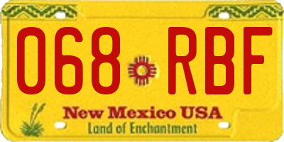 NM license plate 068RBF