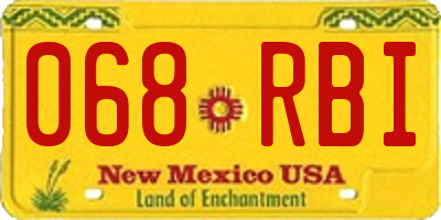 NM license plate 068RBI