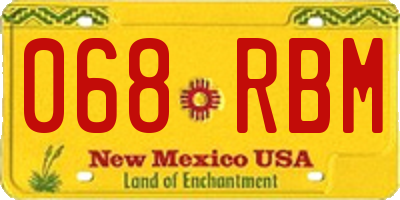 NM license plate 068RBM
