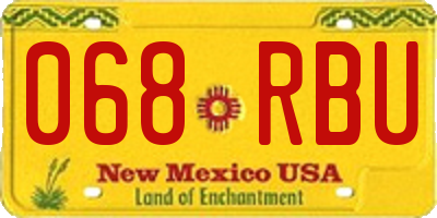 NM license plate 068RBU