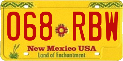 NM license plate 068RBW