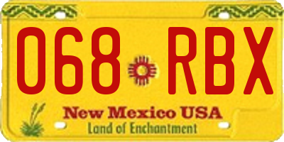 NM license plate 068RBX