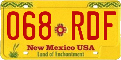 NM license plate 068RDF